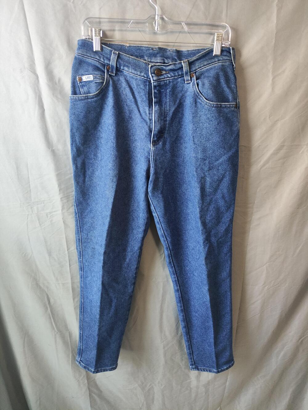 Lee Jeans Womens 12 Petite Blue High Rise Tapered Leg Classic Denim Pants 90s